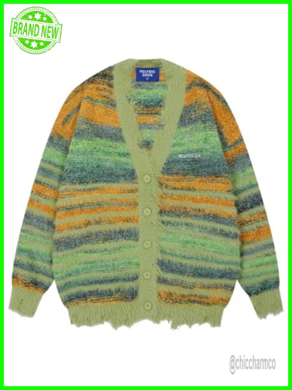 Vintage Y2K Pinstripe Cardigan V-Neck Long Sleeve Knit